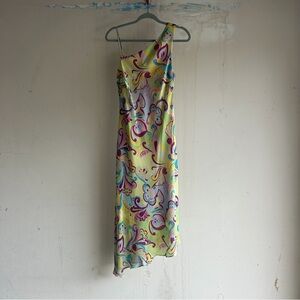 Green Paisley Asymmetrical Dress